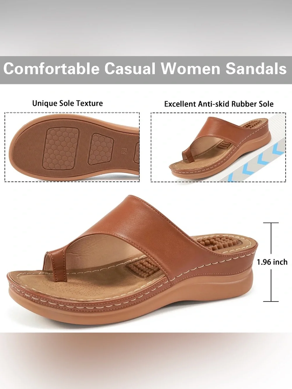 Aomigoct Comfort Wedge Sandals Orthopedic for All-Day Walking 1.96